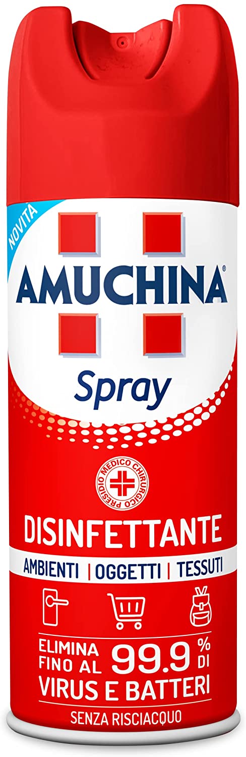 Amuchina Spray Disinfettante Virucida per Ambienti, Oggetti e Tessuti, 100  ml : : Salute e cura della persona