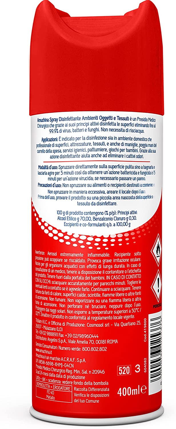 AMUCHINA spray disinfettante per ambienti, oggetti e tessuti 400ml – 3  pezzi - Il Mio Store